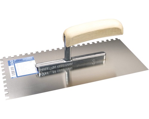 Zahnspachtel mit Holzgriff und Stahlblatt